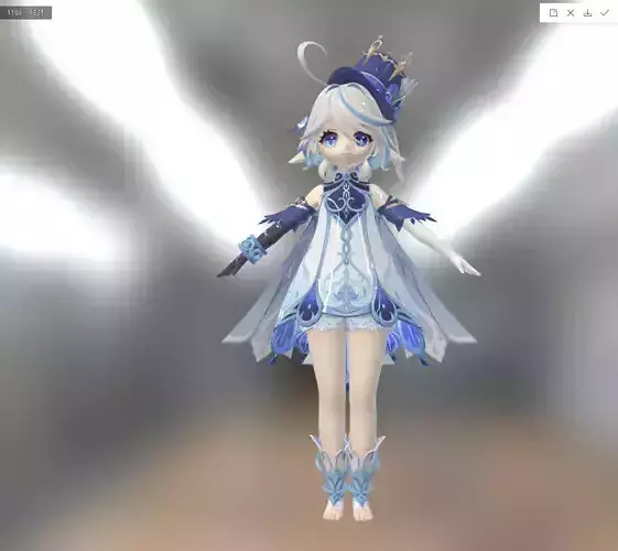 Genshin impact - Furina fan made Low-poly 3D model