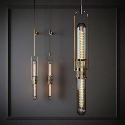 Industrial Retro Glass Chandelier Collection 3D Models 3D model