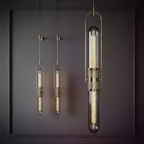 Industrial Retro Glass Chandelier Collection 3D Models