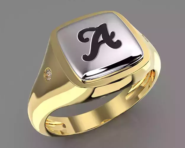 Jewelry Signet Ring letter A - Printable STL