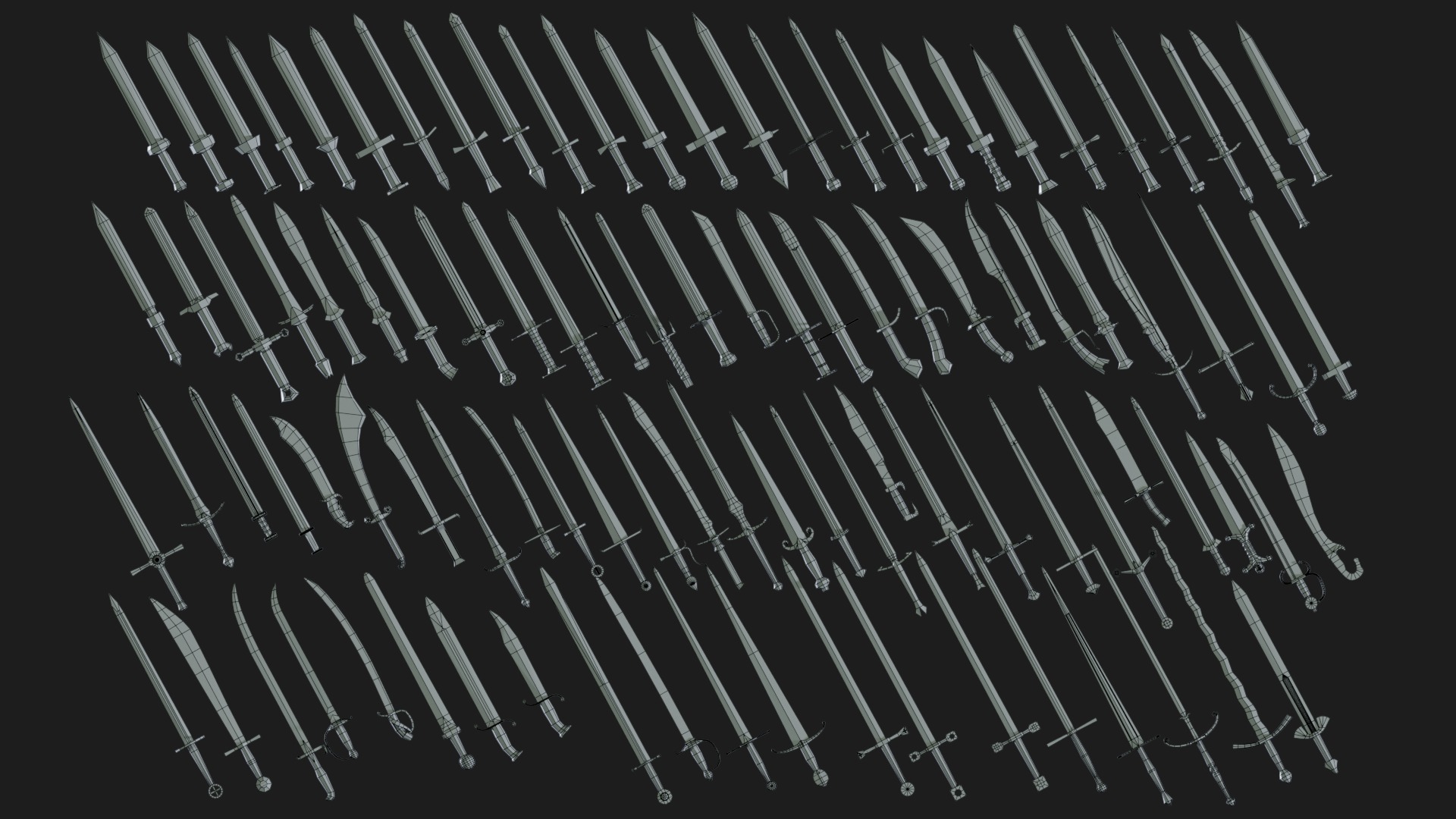 Medieval Axe Sword 3D Model Collection_4