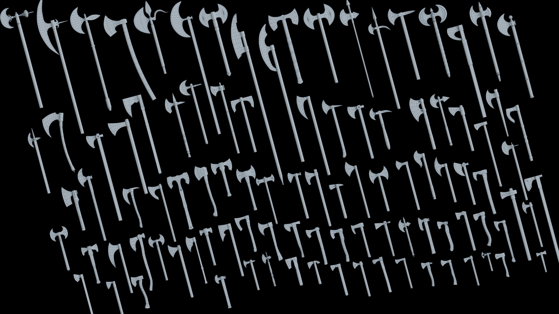 Medieval Axe Sword 3D Model Collection_3