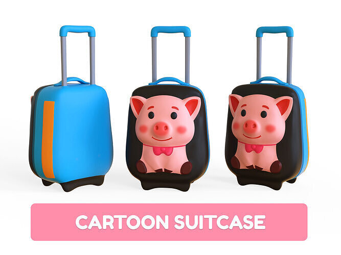 Low Poly - Suitcase Pig Low-poly 3D model