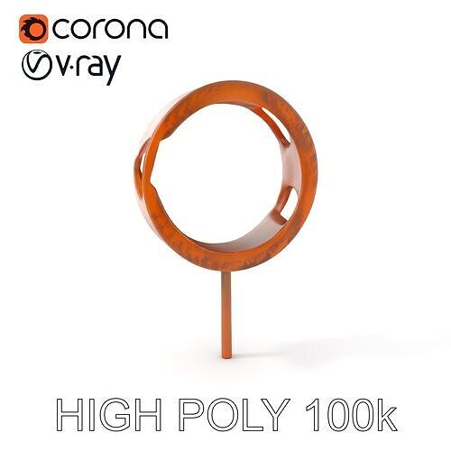 Rusty Metal Ring Sculpture Model Pack Low-poly 3D model