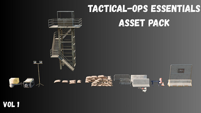 Tactical Ops Essentials Asset Pack Vol 1 Military Props Low-poly 3D model