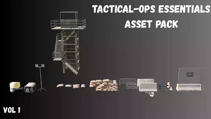 Tactical Ops Essentials Asset Pack Vol 1 Military Props Low-poly 3D model