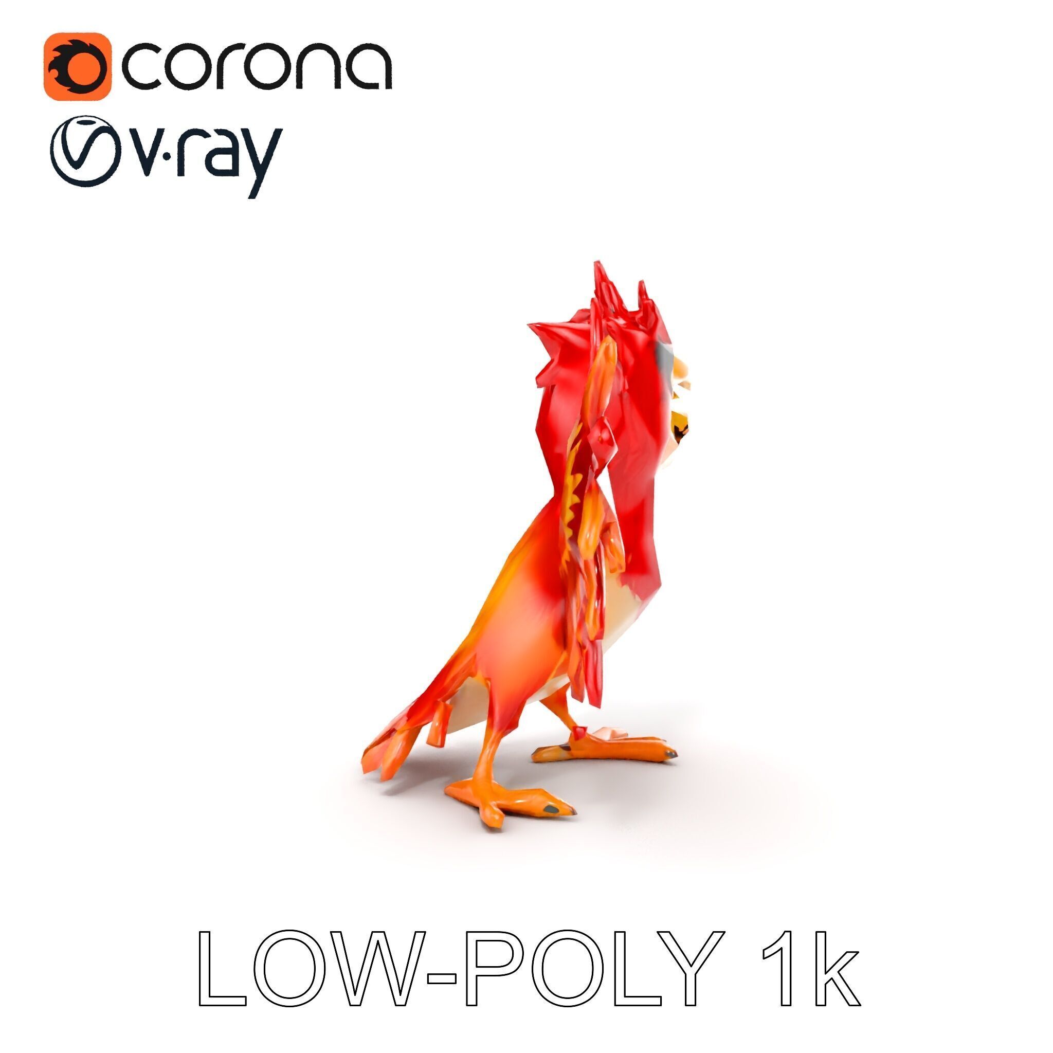 Vibrant Phoenix Bird Model Pack for Animation and Games Low-poly 3D model_12