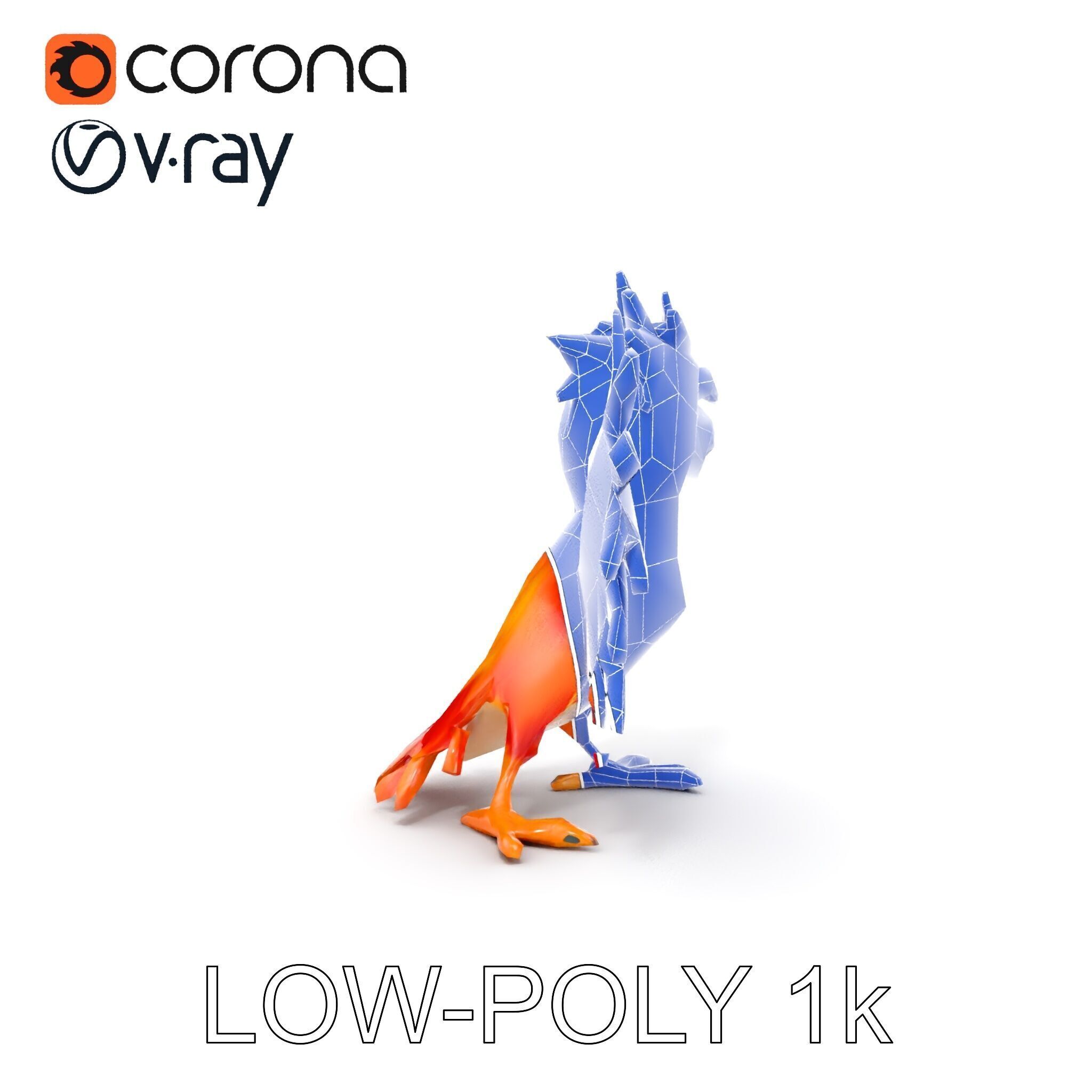 Vibrant Phoenix Bird Model Pack for Animation and Games Low-poly 3D model_29