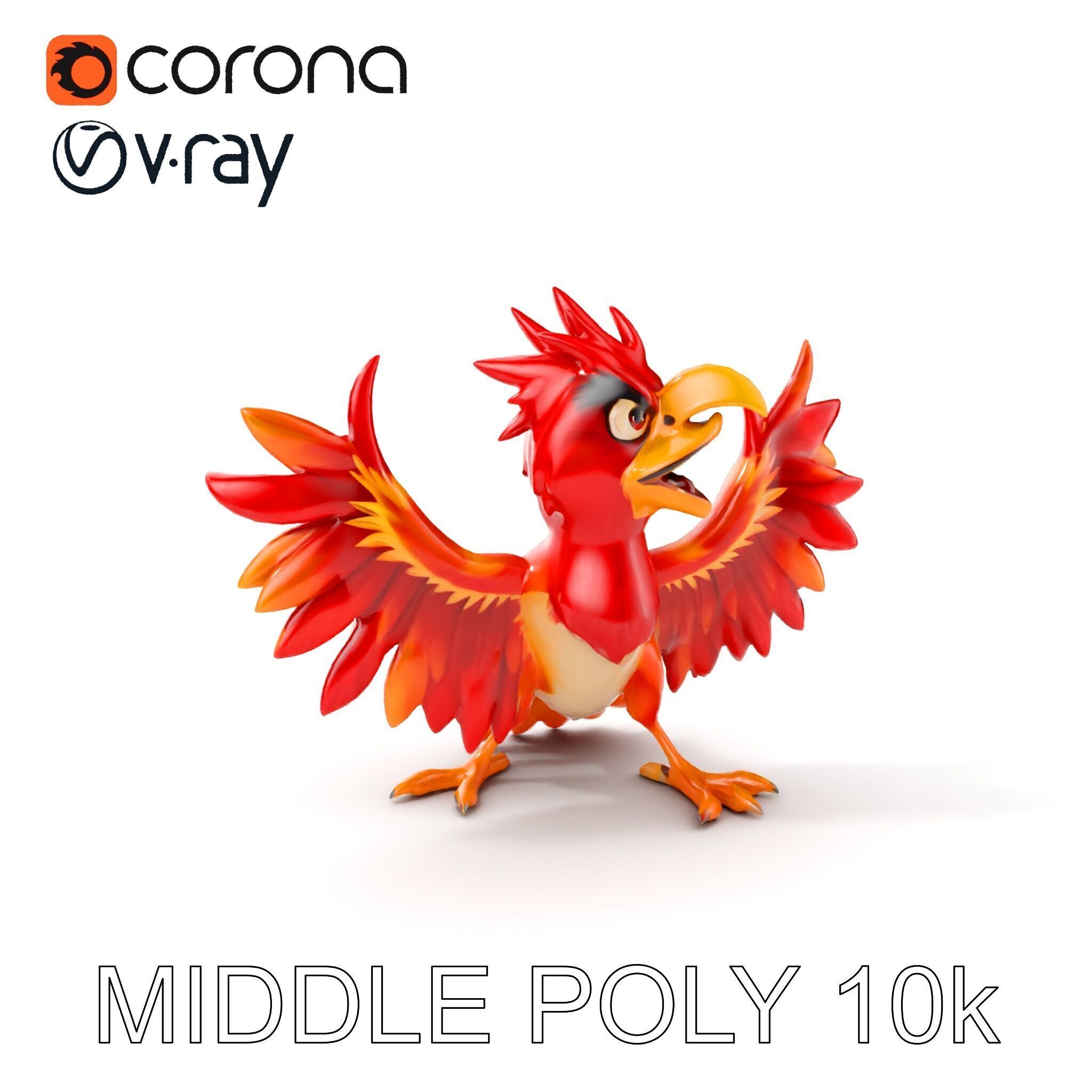 Vibrant Phoenix Bird Model Pack for Animation and Games Low-poly 3D model_11