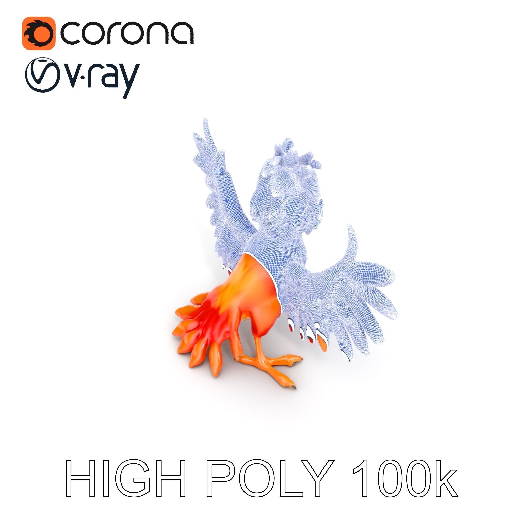 Vibrant Phoenix Bird Model Pack for Animation and Games Low-poly 3D model_30