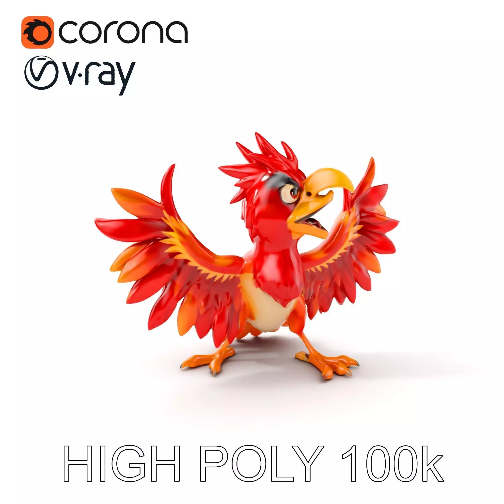 Vibrant Phoenix Bird Model Pack for Animation and Games Low-poly 3D model_0