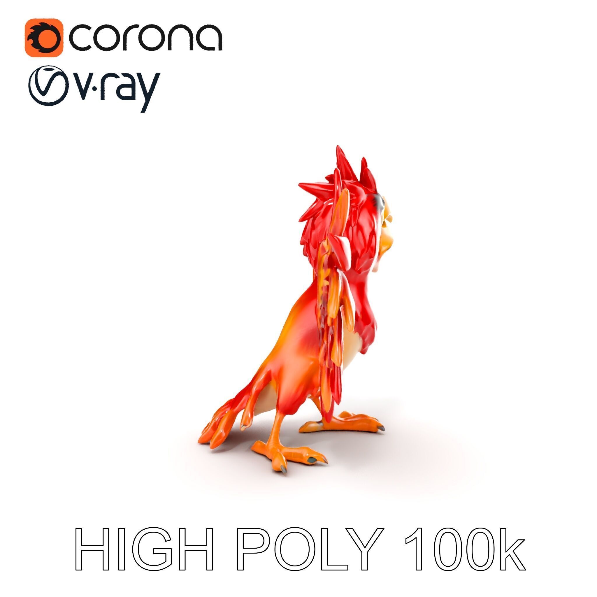 Vibrant Phoenix Bird Model Pack for Animation and Games Low-poly 3D model_21