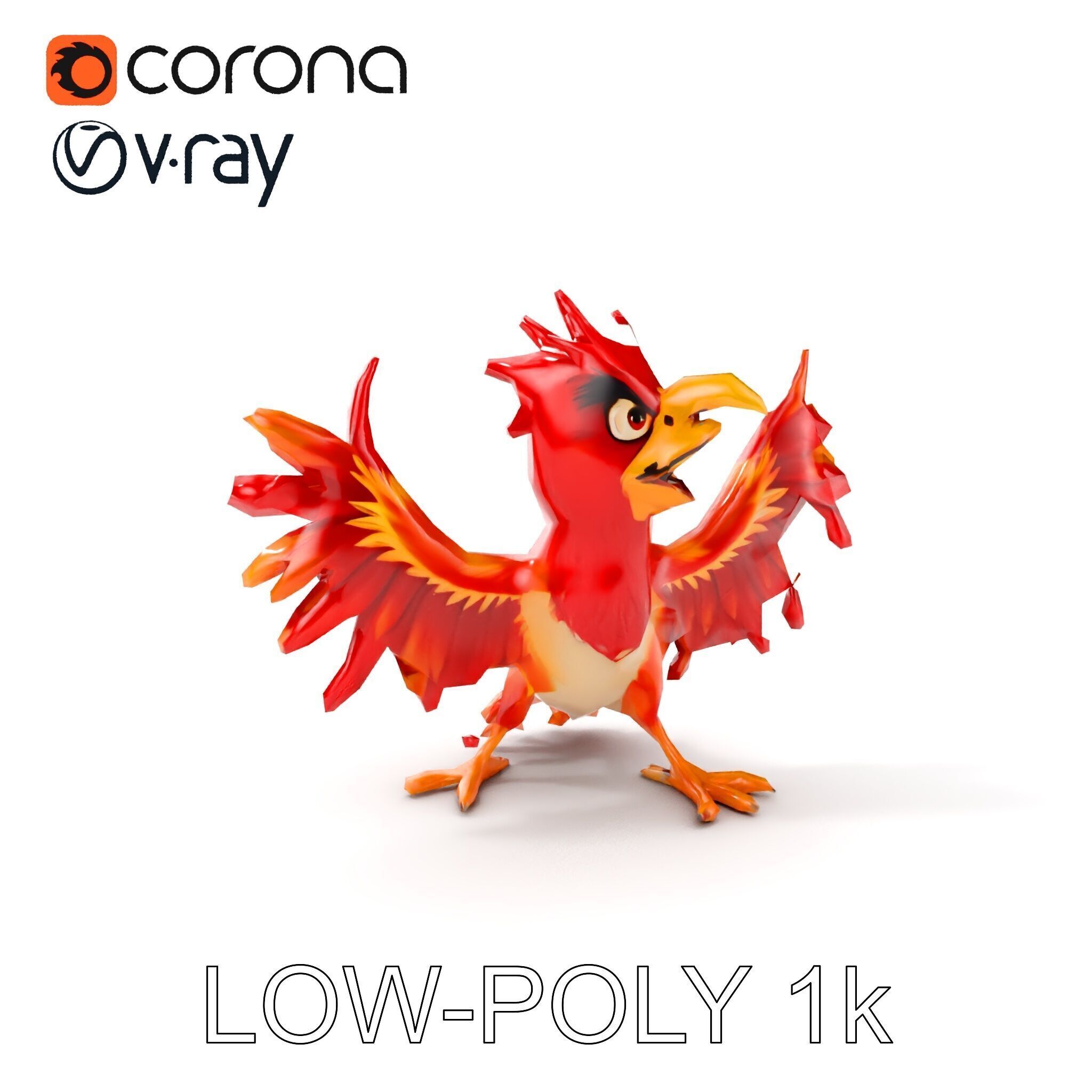 Vibrant Phoenix Bird Model Pack for Animation and Games Low-poly 3D model_8
