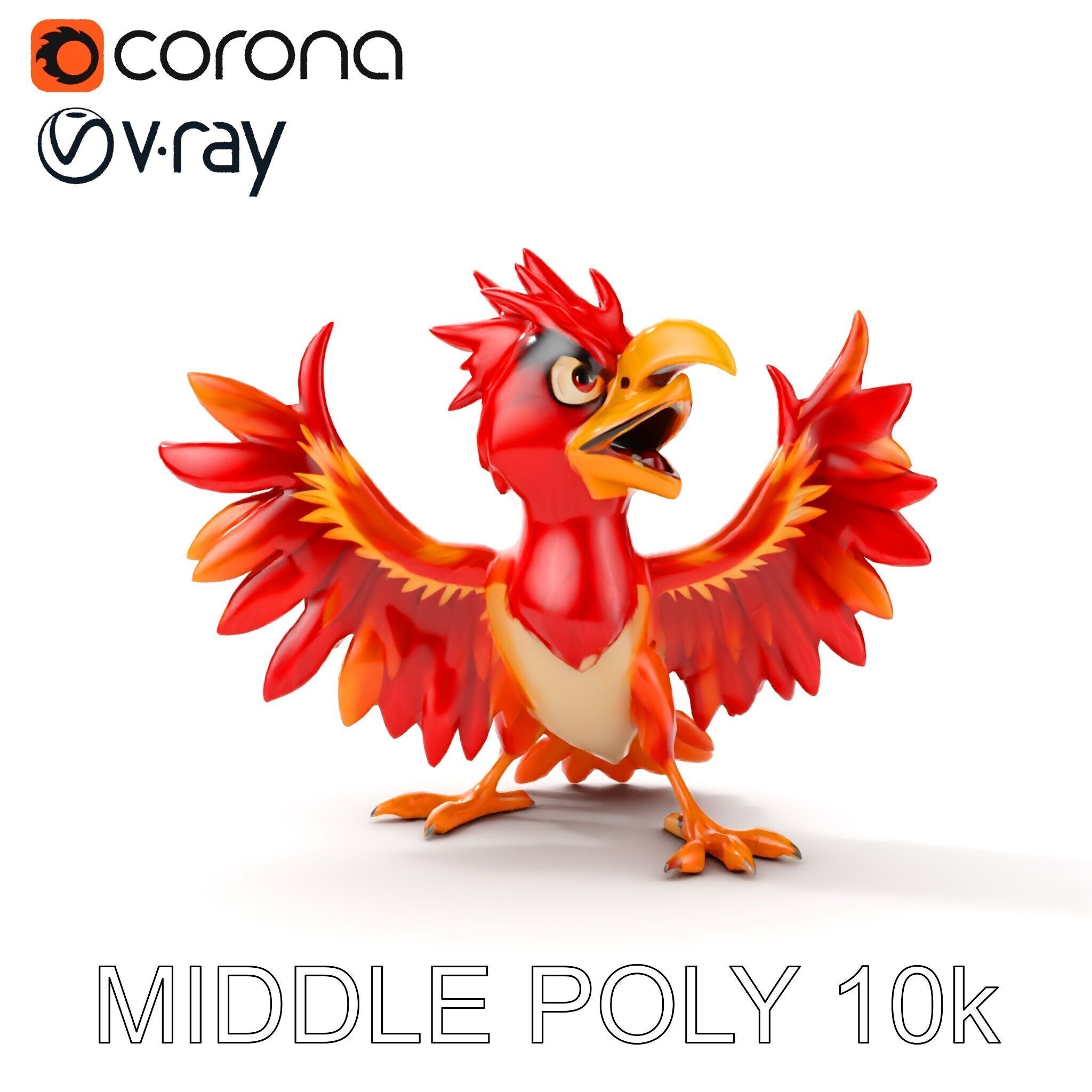 Vibrant Phoenix Bird Model Pack for Animation and Games Low-poly 3D model_22