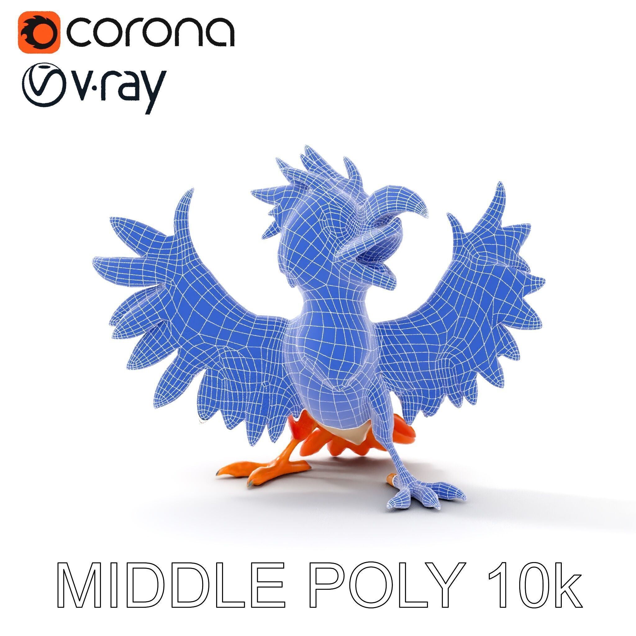Vibrant Phoenix Bird Model Pack for Animation and Games Low-poly 3D model_14