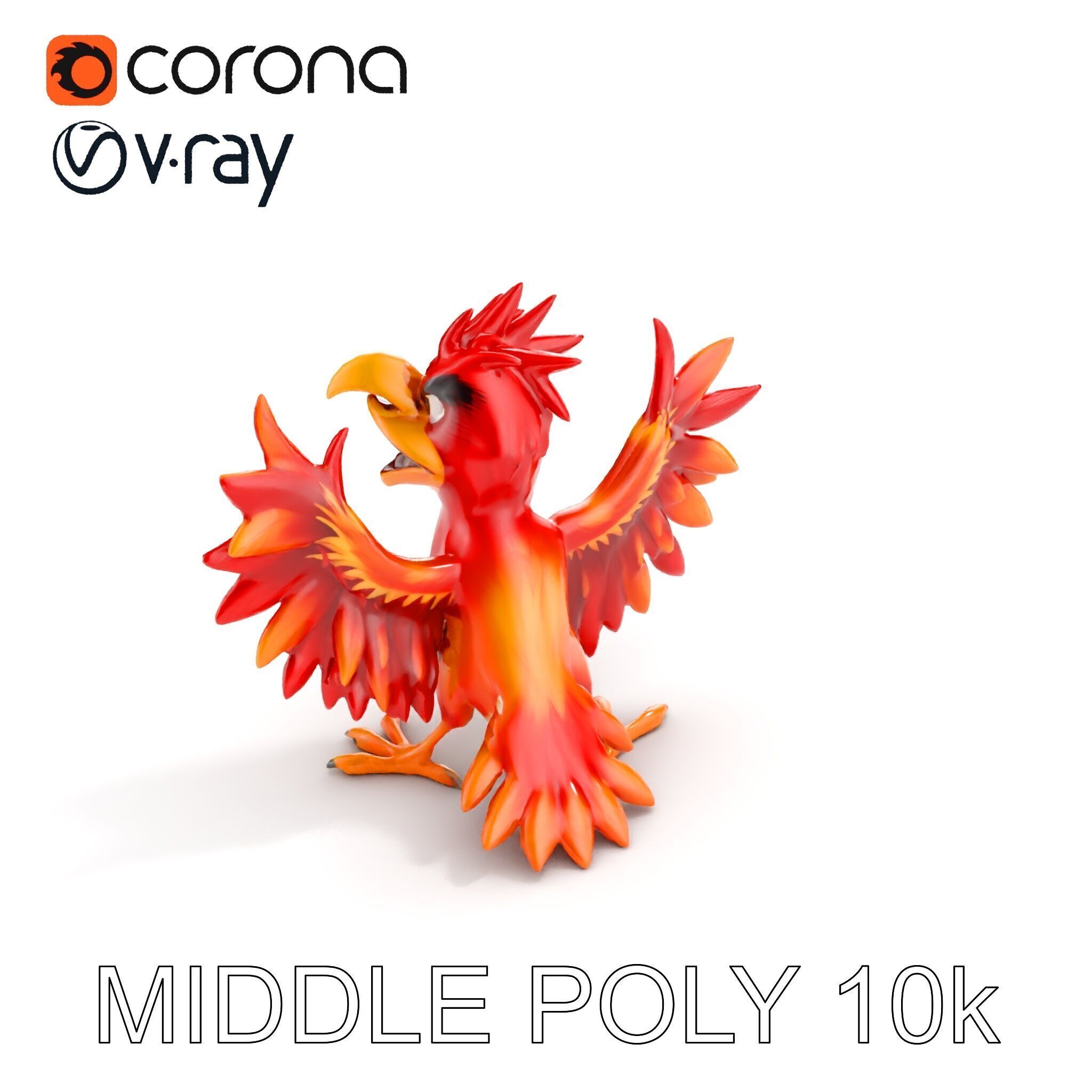 Vibrant Phoenix Bird Model Pack for Animation and Games Low-poly 3D model_7