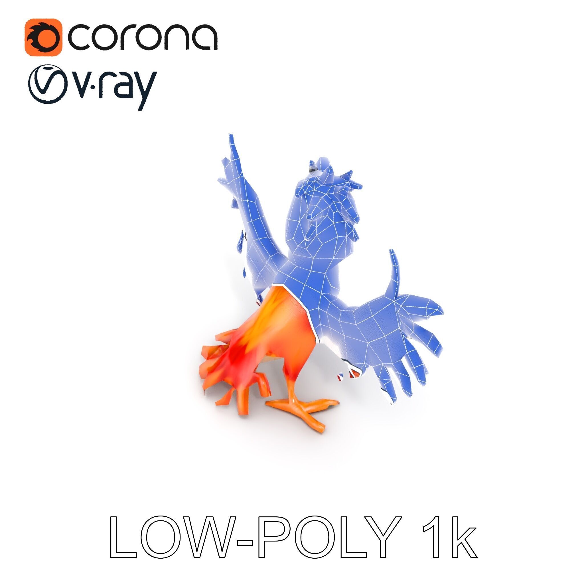 Vibrant Phoenix Bird Model Pack for Animation and Games Low-poly 3D model_32