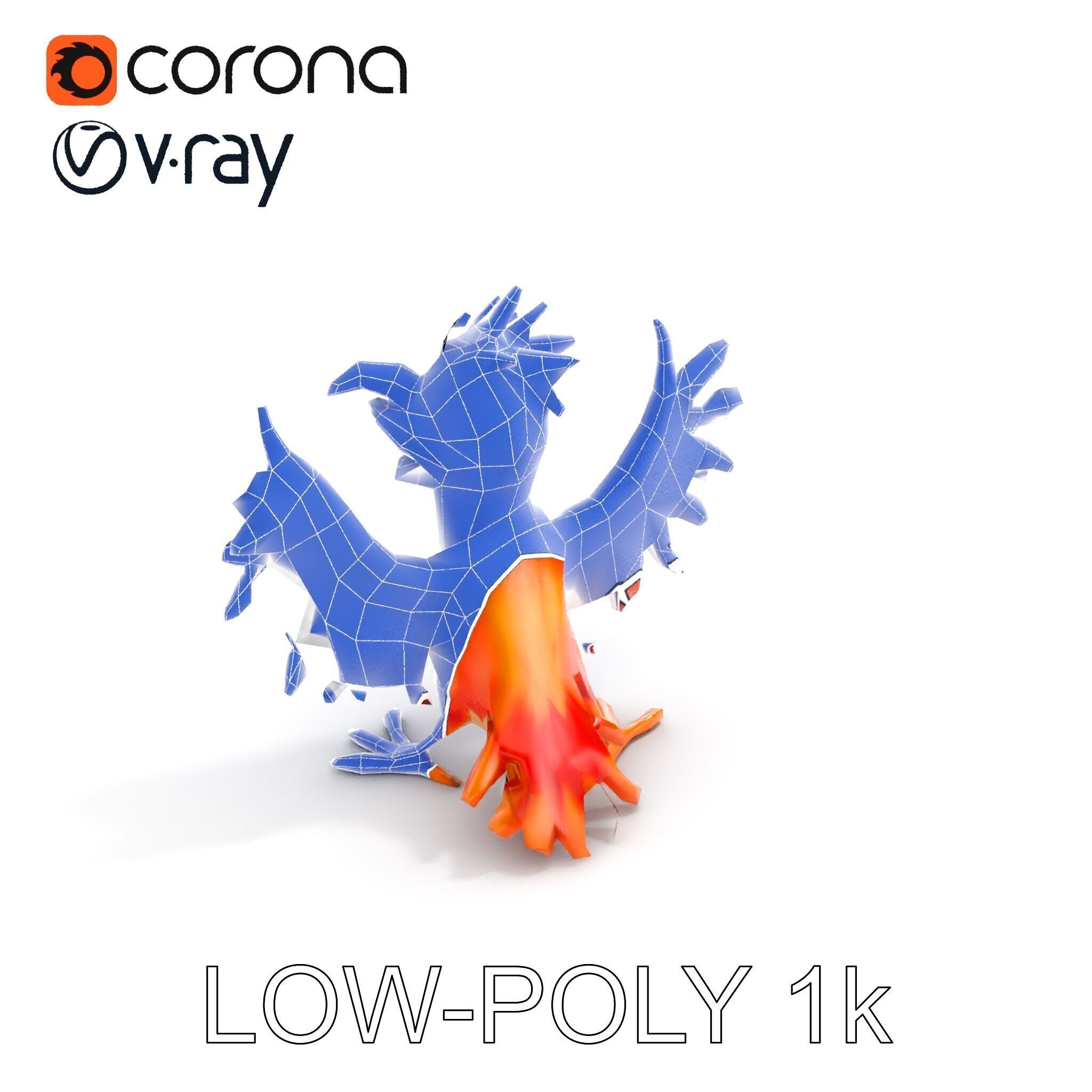 Vibrant Phoenix Bird Model Pack for Animation and Games Low-poly 3D model_26