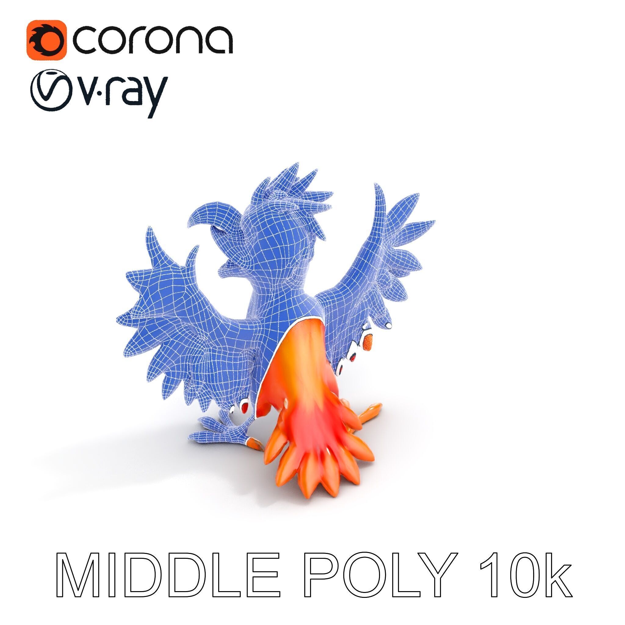 Vibrant Phoenix Bird Model Pack for Animation and Games Low-poly 3D model_28