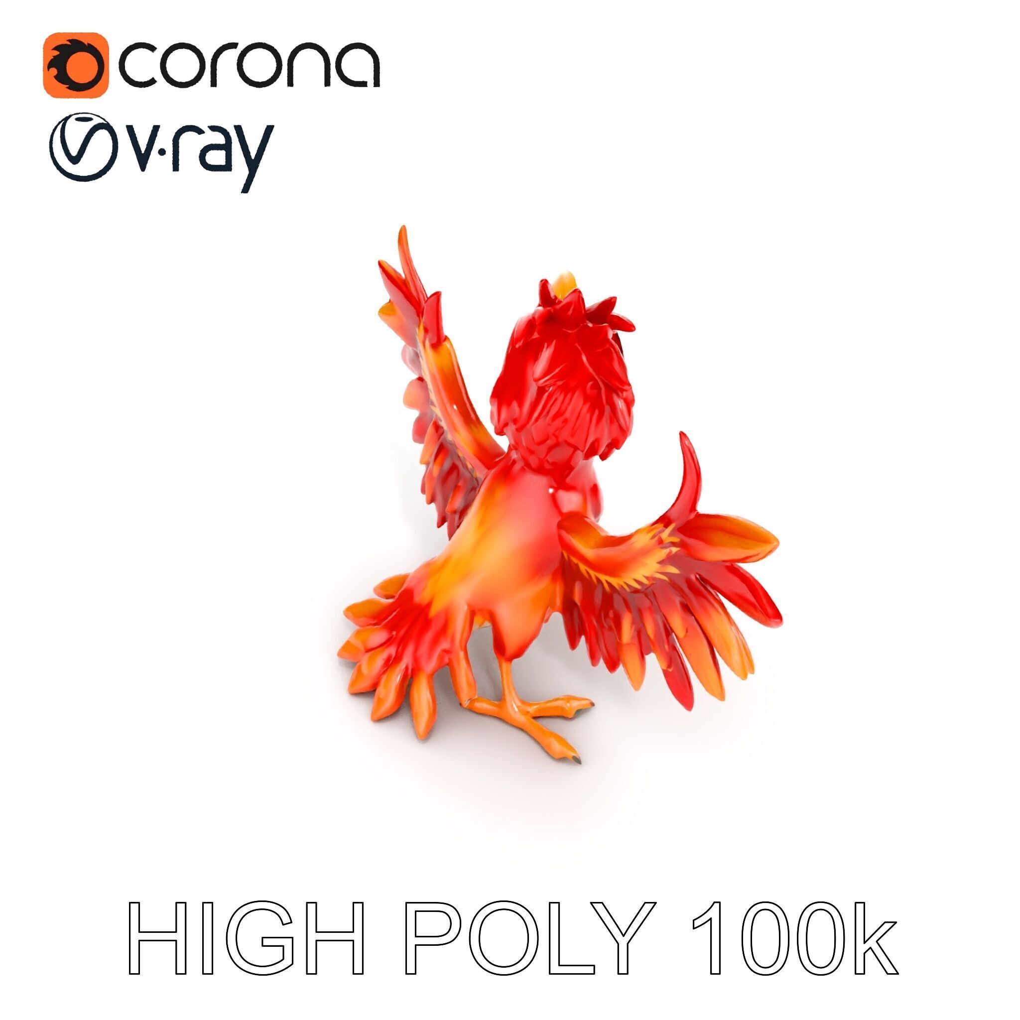 Vibrant Phoenix Bird Model Pack for Animation and Games Low-poly 3D model_24
