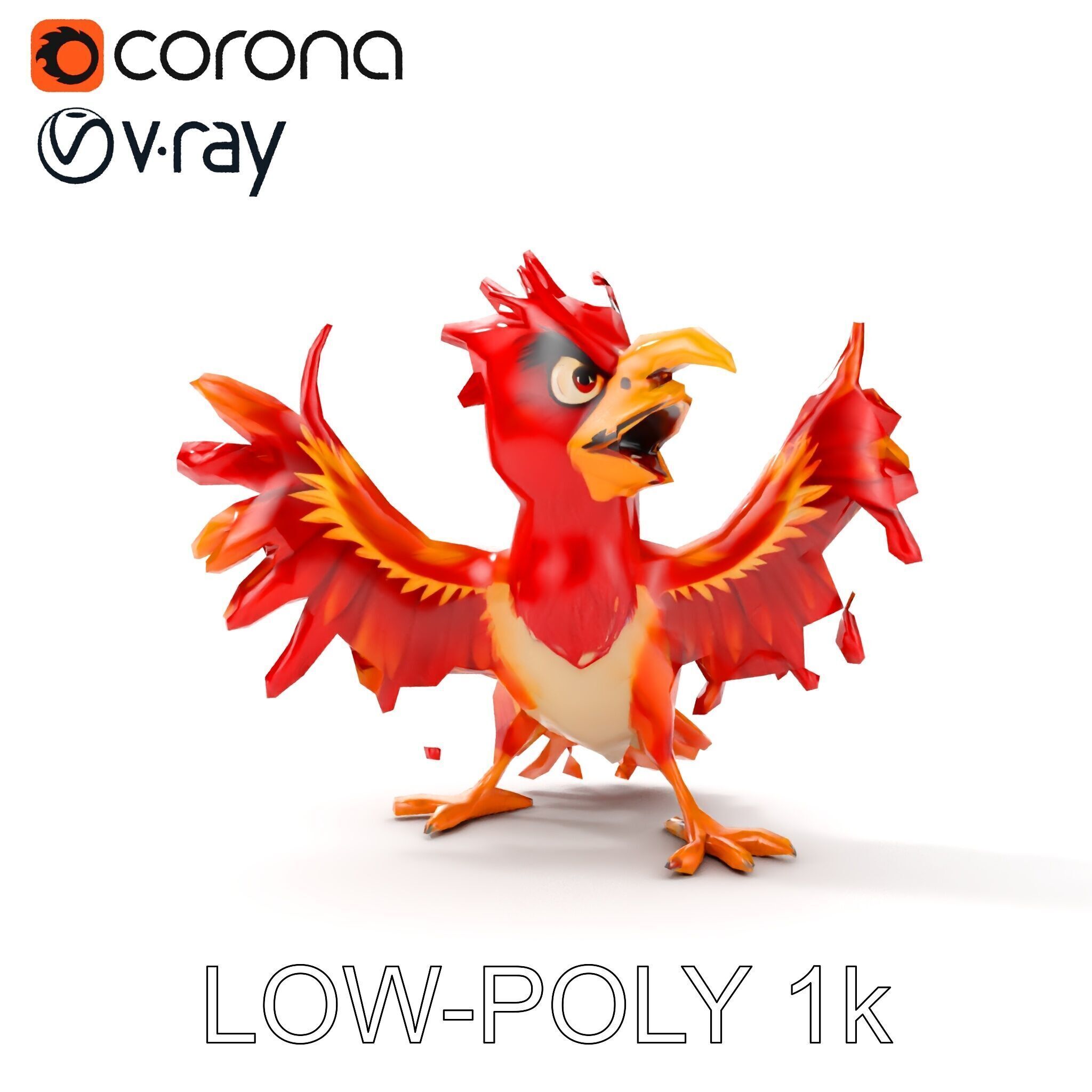 Vibrant Phoenix Bird Model Pack for Animation and Games Low-poly 3D model_10