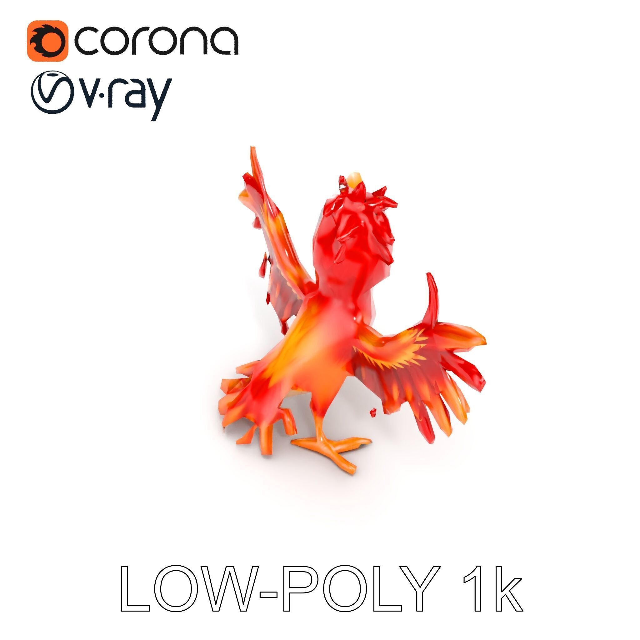 Vibrant Phoenix Bird Model Pack for Animation and Games Low-poly 3D model_20