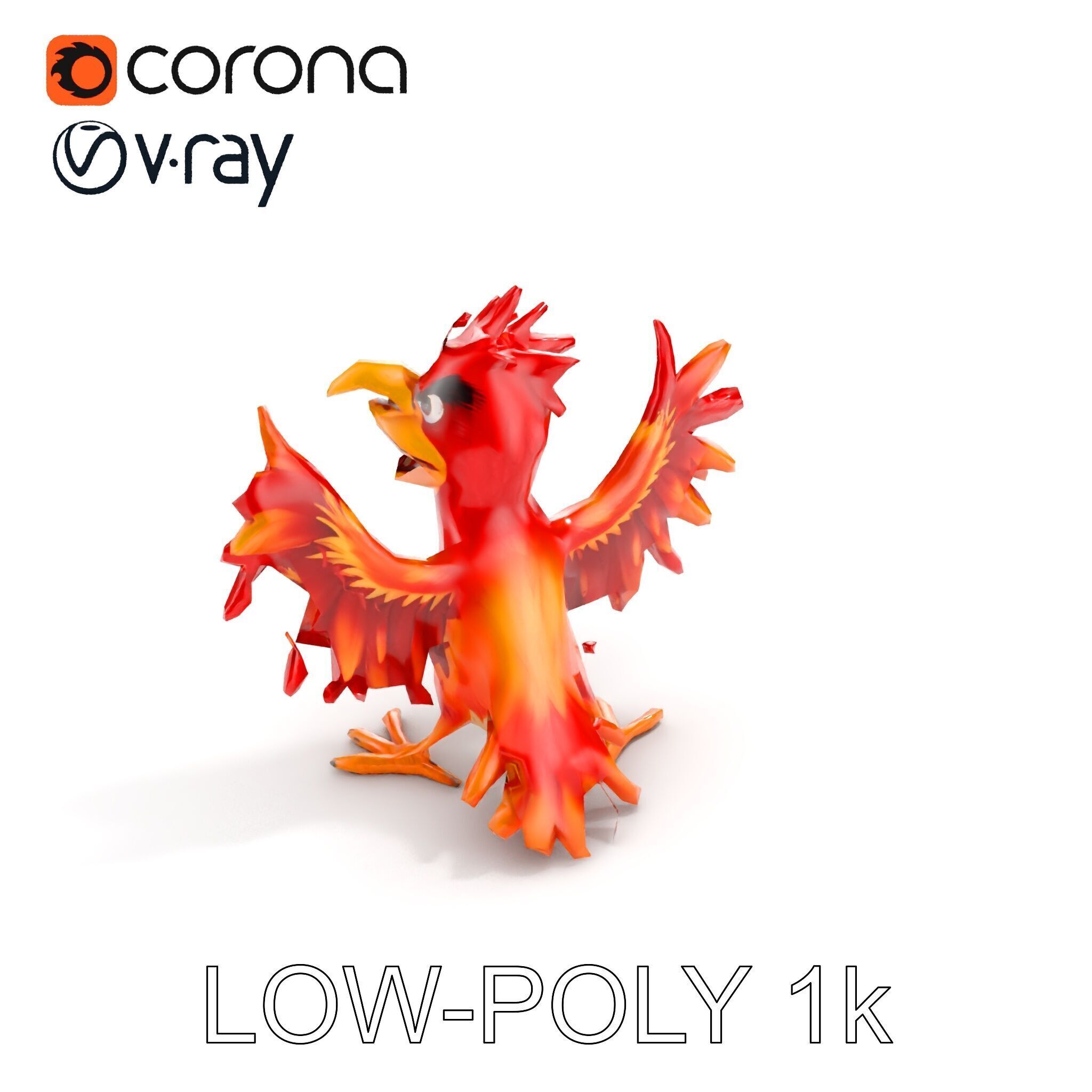 Vibrant Phoenix Bird Model Pack for Animation and Games Low-poly 3D model_15
