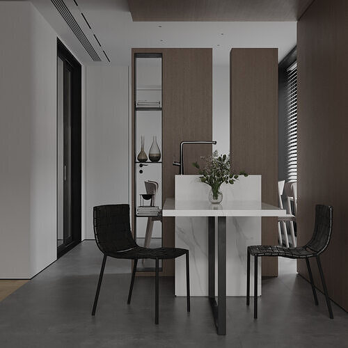 Modern minimalist living room 3D model 4