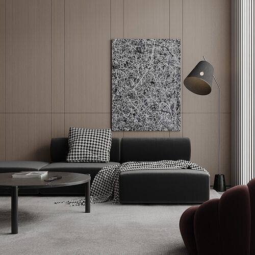 Modern minimalist living room 3D model 3