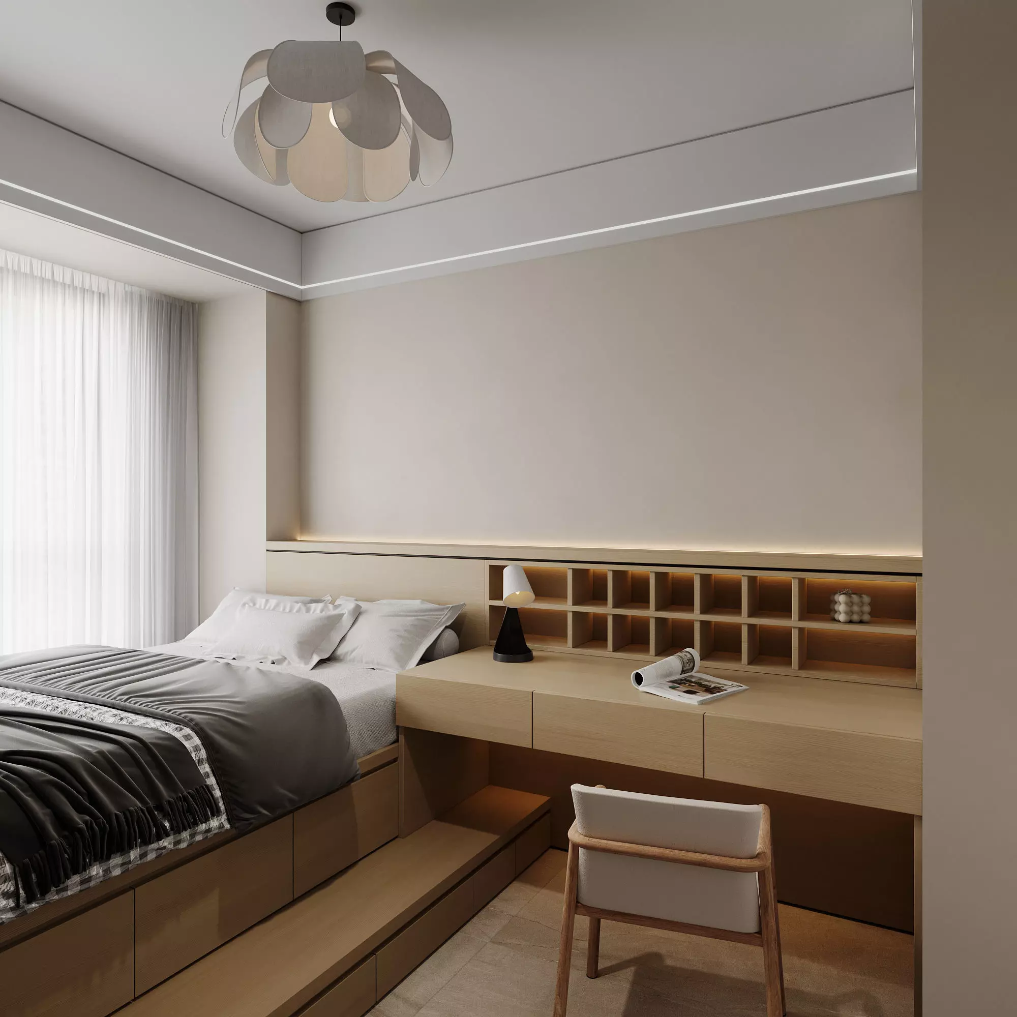 Modern bedroom 3D model_0