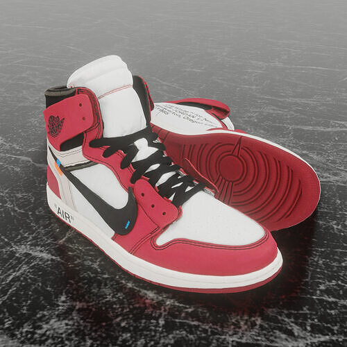 AIR JORDAN 1 OFF WHITE CHICAGO 3D SHOES Low-poly 3D model