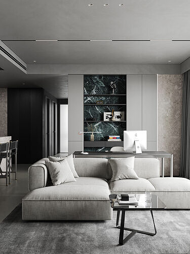 modern livingroom 3D model 4