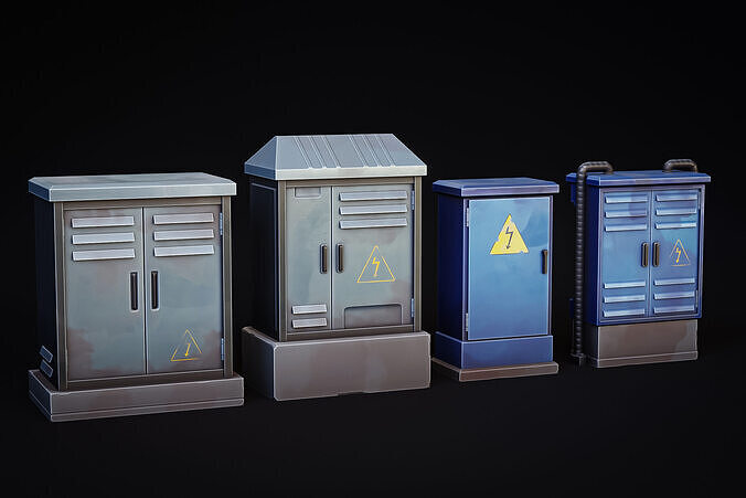 Electrical Boxes - Urban - Stylized Pack Low-poly 3D model