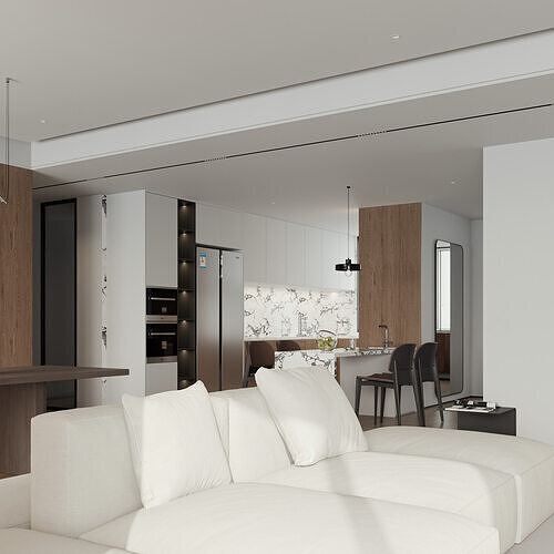 Italian Minimalist Living Room 3D model 3