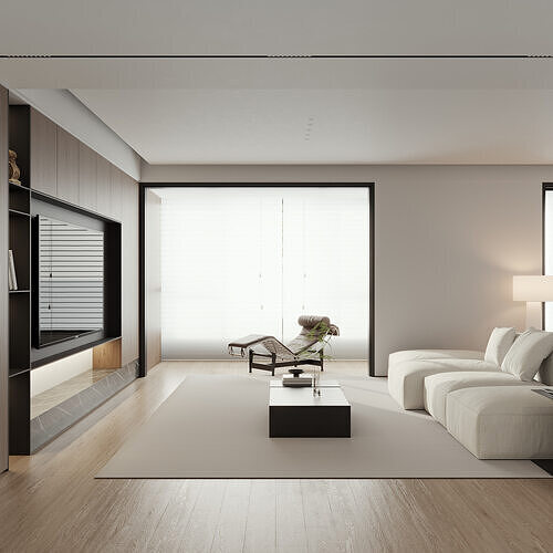 Italian Minimalist Living Room 3D model 2