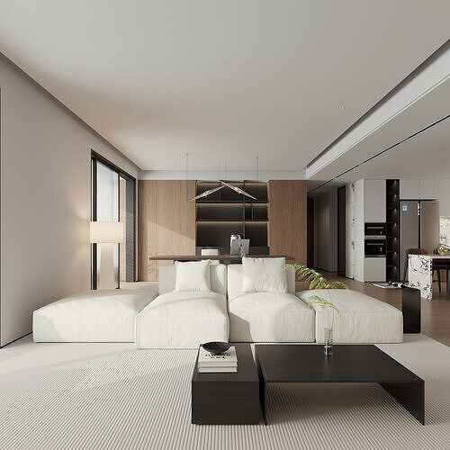 Italian Minimalist Living Room 3D model 6