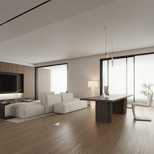 Italian Minimalist Living Room 3D model 4