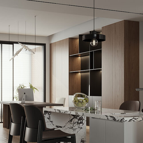 Italian Minimalist Living Room 3D model 5