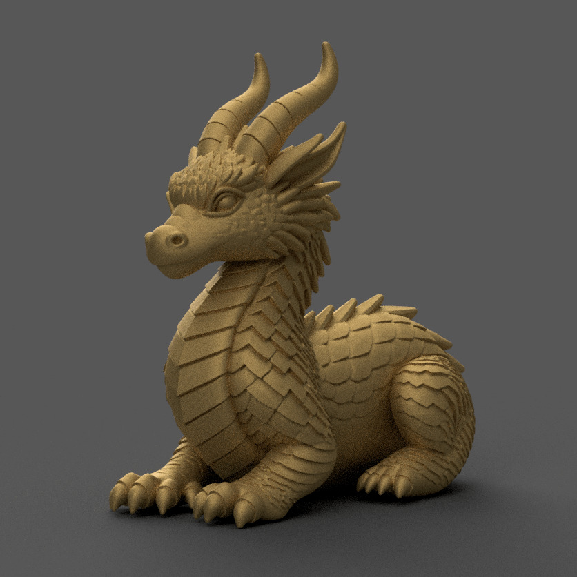 Charming Baby Dragon 3D STL File for Desk or Decor 3D print model_2