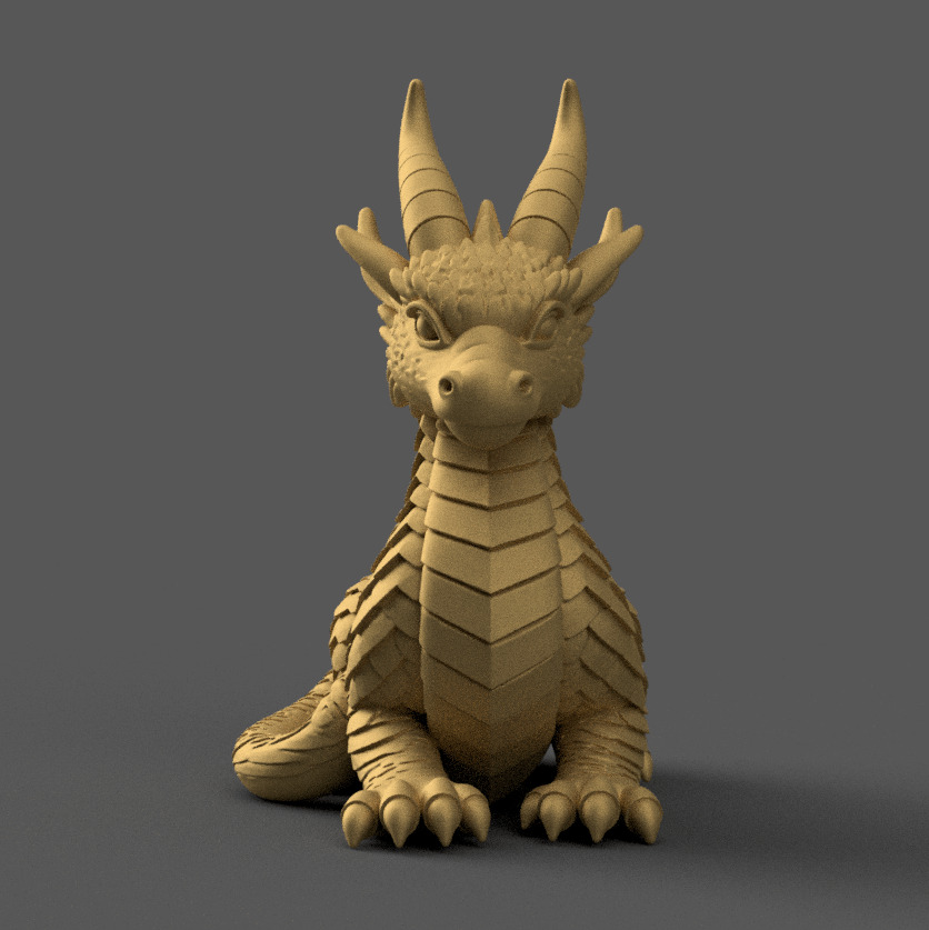 Charming Baby Dragon 3D STL File for Desk or Decor 3D print model_1