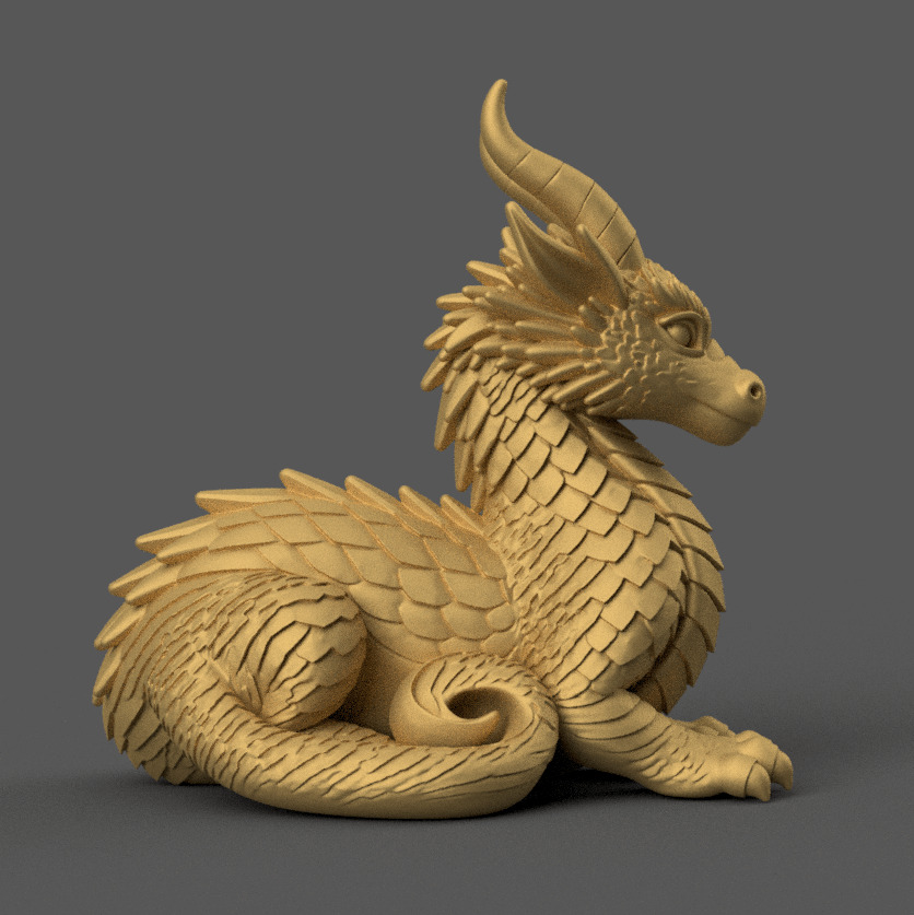 Charming Baby Dragon 3D STL File for Desk or Decor 3D print model_3