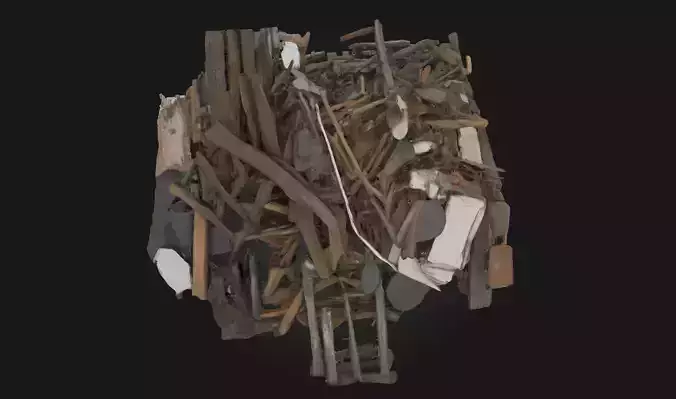 Wood and Debris Heap Natural Pile of Timber and Rubble 3D model
