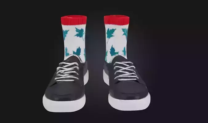 Sneaker Stance Dynamic Footwear Pose Showcasing Athletic  3D model