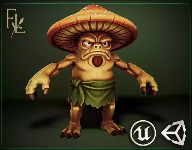 Mushroom Grump - Game ready character Low-poly 3D model
