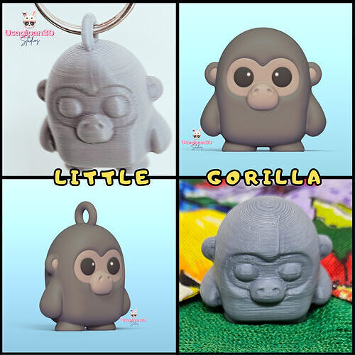 Little Gorilla and Keychain Version 3D print model