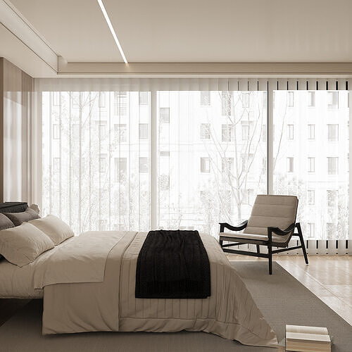 Modern bedroom 3D model 5