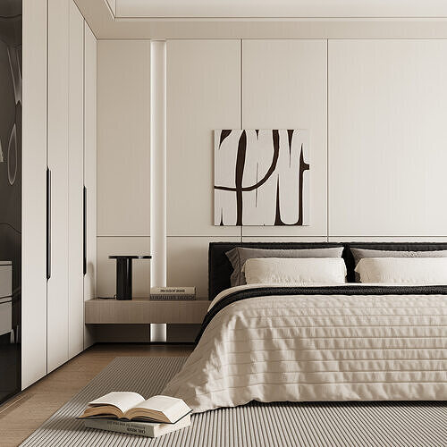 Modern bedroom 3D model 2