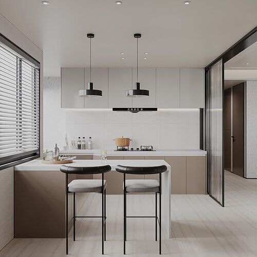 Modern simple  restaurant 3D model 2
