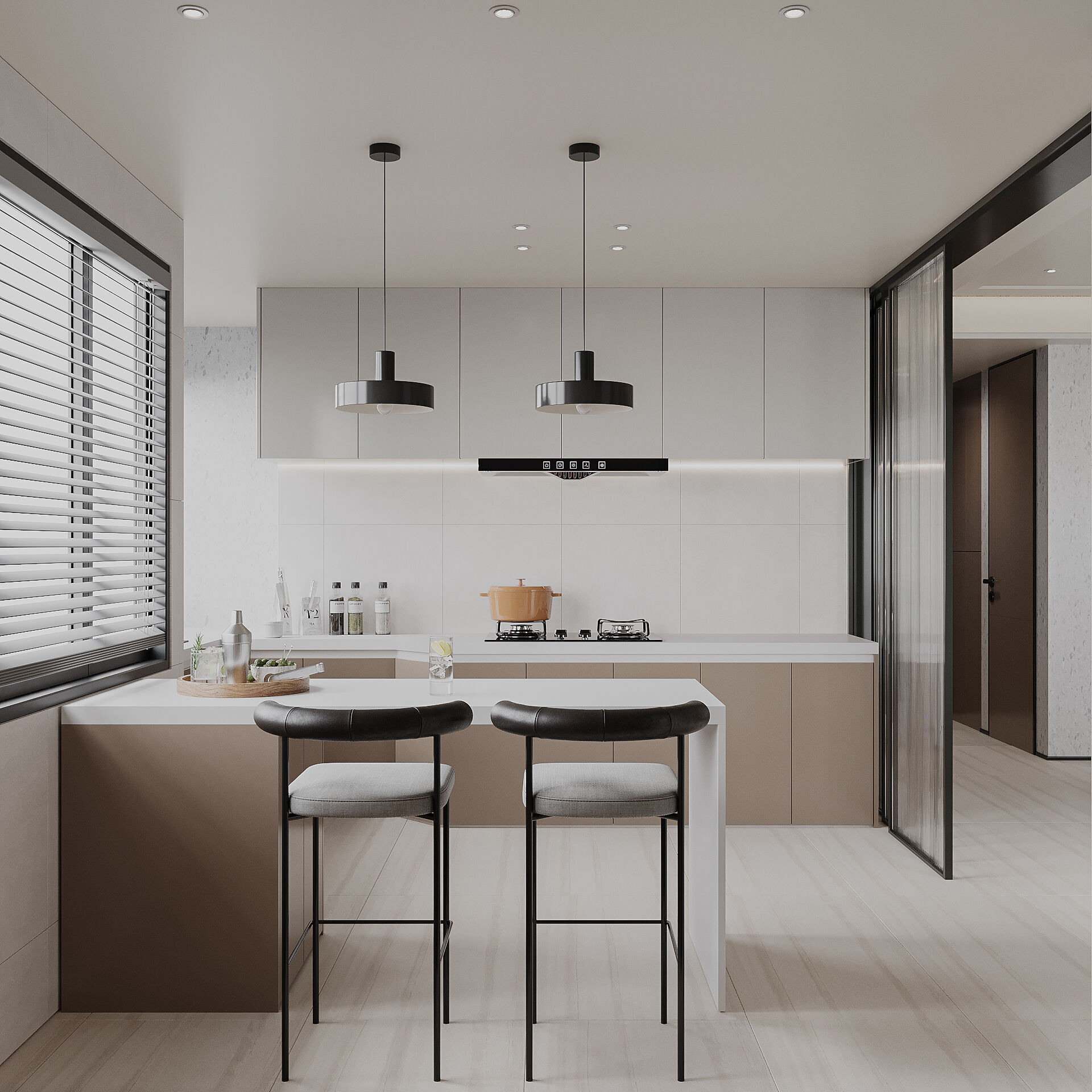 Modern simple restaurant 3D model_1