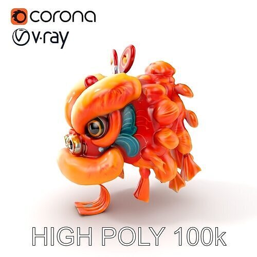 Vibrant Chinese Lion Dance Model Pack Low-poly 3D model